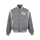 Badge Letter Striped Oversize Jacket